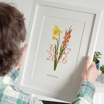 Personalised Fourth Anniversary Print With Couples Birth Flowers, 2 of 5