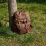 Military Style Genuine Leather Backpack In Tan, thumbnail 2 of 12
