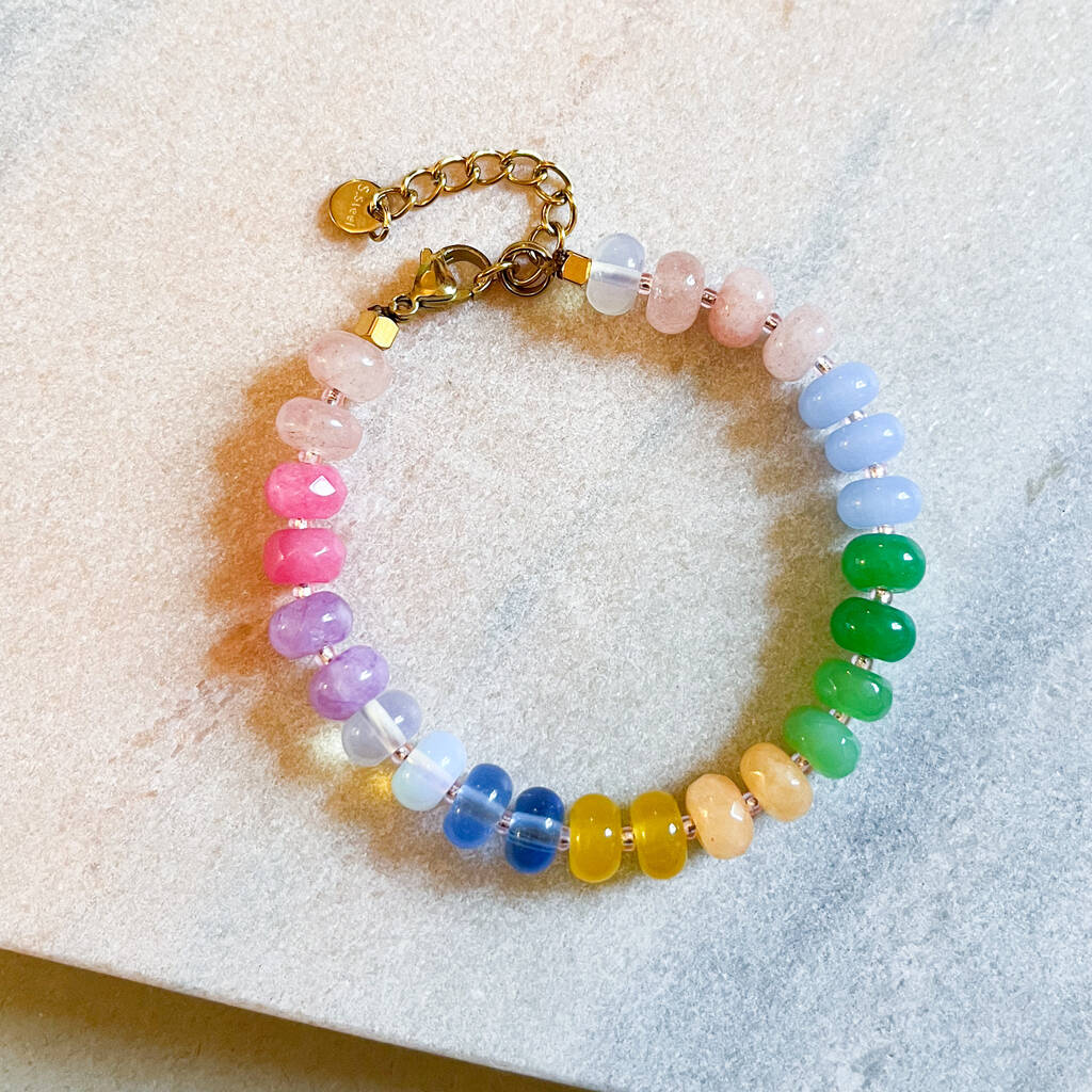 Pastel Rainbow Gemstone Bead Bracelet, 1 of 1