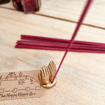 Mini Brass Ganesha In Palms Incense Joss Stick Holder, 10 of 10