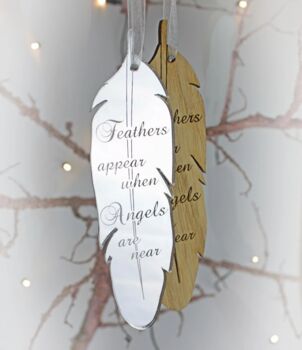 Wooden Feather Remembrance Decoration, 2 of 2