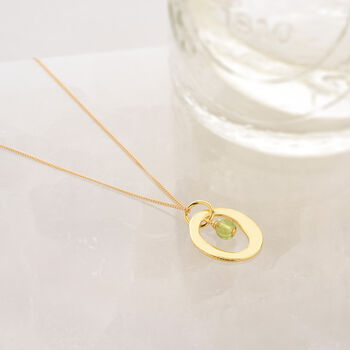 Halo Birthstone Necklace Peridot August, 5 of 6