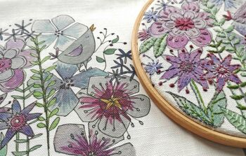 'Birdsong' Floral Linen Panel Embroidery Pattern Design, 10 of 10