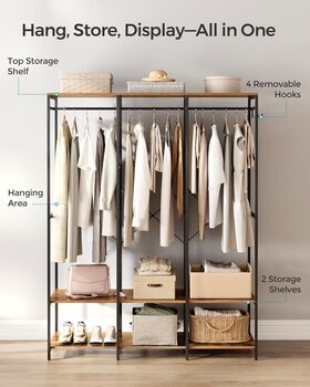 Portable Wardrobe With Hanging Rods And Shelves, 7 of 12