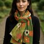 Olive Bold Petal Print Scarf, thumbnail 1 of 5