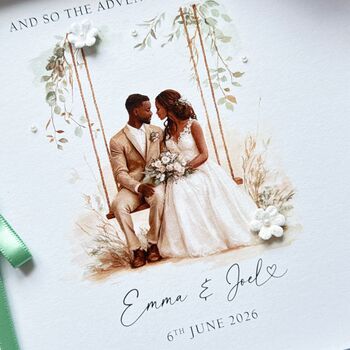 Handmade Wedding Day Card, Romantic Black Bride And Groom Design, 2 of 8