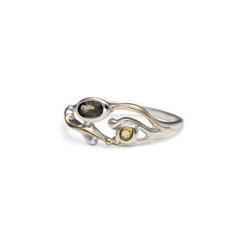 Smokey Quartz And Citrine Dainty Silver Ring, 6 of 9