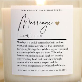 Wedding Gift Marriage Definition Scented Candle, 4 of 6