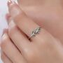 Sterling Silver Green Cz Leaf Ring, thumbnail 1 of 12