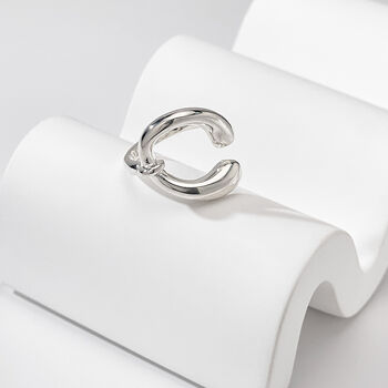 Silver Plated Open Oval Minimalist Ring, 2 of 5