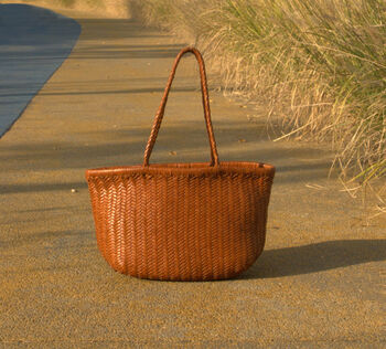 Hand Woven Genuine Leather Shopping Bag Medium, 5 of 11
