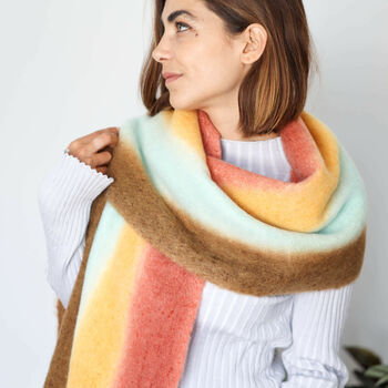 Chunky Knit Oversized Ombre Colour Gradient Scarf, 3 of 11