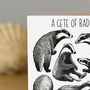 Badgers Watercolour Art Blank Greeting Card, thumbnail 2 of 7