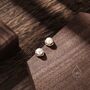 Sterling Silver Genuine Freshwater Pearl And Irregular Circle Stud Earrings, thumbnail 6 of 11