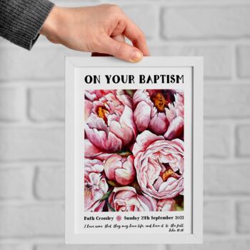 Personalised Baptism Flowers Print Baptism Gift, 2 of 5