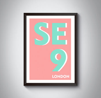 Se9 Eltham London Postcode Typography Print, 4 of 5