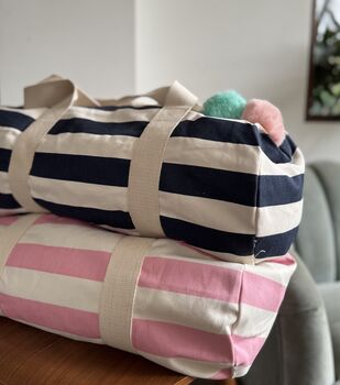 Personalised Pom Pom Stripe Weekend Bag, 5 of 9