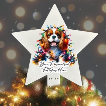 Personalised King Charles Spaniel In Christmas Lights, 5 of 10