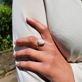 Statement Rainbow Moonstone June Birthstone Ring, 4 of 8