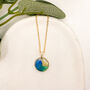 Blue, Green And Gold Foil Elegant Circle Necklace, thumbnail 2 of 11