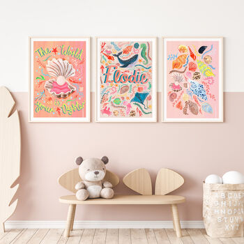 Personalised Sea Life Name Print | Under The Sea Nursery Wall Art | Ocean Baby Name Print | Hand Painted Nursery Decor, 3 of 11