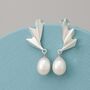 Geometric Silver And Pearl Earrings. Drop Earrings, thumbnail 4 of 6