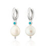 Pearl And Turquoise Charm Hoop Earrings, thumbnail 7 of 7