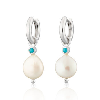 Pearl And Turquoise Charm Hoop Earrings, 7 of 7