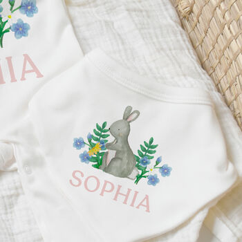 Personalised Floral Bunny Baby Outfit, 4 of 5