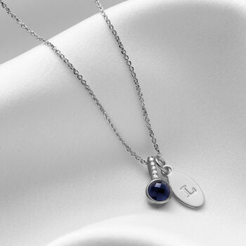 Sterling Silver Sapphire And Diamond 45th Wedding Anniversary Necklace, 2 of 8