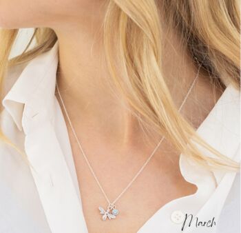 Sterling Silver Bee Necklace With Birthstone Charm, 2 of 10