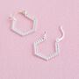 Silver Hexagon Textured Hoops, thumbnail 3 of 6