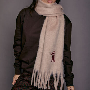 Embroidered Personalised Bow Initial Scarf, 3 of 7