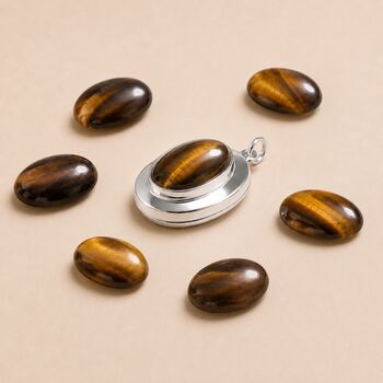 Personalised Sterling Silver Gold Tigers Eye Gemstone Photo Locket Necklace, 5 of 6