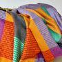 Soft Colour Block Check Scarf In Purple And Orange, thumbnail 2 of 5