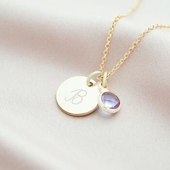 Personalised Sterling Initial Birthstone Necklace, 4 of 12