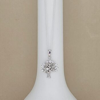 Personalised Sterling Silver Cz Tree Of Life Necklace, 3 of 5