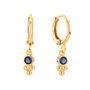 Trinity Gold Blue Gem Droplet Huggie Earrings, thumbnail 1 of 2