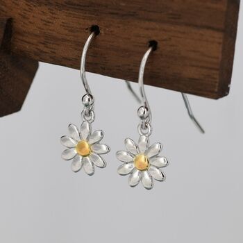 Little Daisy Flower Drop Hook Earrings, 5 of 11