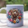 Personalised Labradoodle Summer Floral Dog Wreath Gift Keepsake Mug, thumbnail 1 of 2