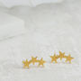 Gold Plated Triple Star Stud Earrings, thumbnail 2 of 4