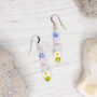 Blossom Beaded Dangly Drop Daisy Flower Earrings, thumbnail 1 of 4