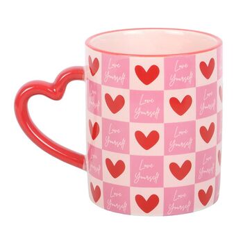Love Yourself Checkered Mug With Heart Handle, 2 of 2