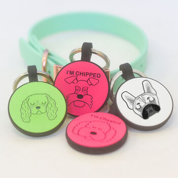 Silent Silicone Engraved Dog Name Tag Cartoon Personalised, 11 of 12