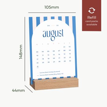 2026 Desk Calendar With Refillable Cards With Wood Stand, 10 of 10