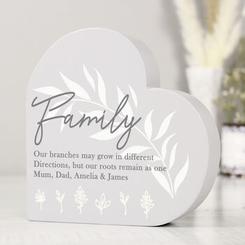Personalised Leaf Detail Free Standing Heart Ornament, 3 of 9