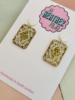 Custard Cream Biscuit Glitter Earrings / Foodie Gift / Cute Statement Jewellery / Tea Lover Accessories, 3 of 5