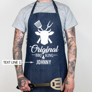 Personalised Denim Original Bbq King Father's Day Apron, 3 of 4