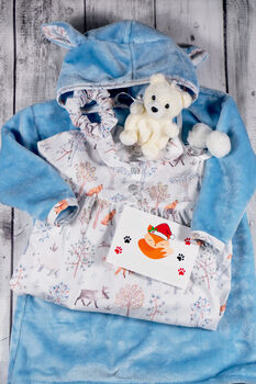 Festive Winter Snow Forest Snuggle Hoodie, Nightie, Teddy Gift Box, 2 of 10