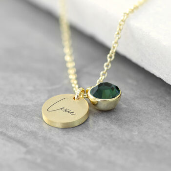 Personalised Gold Plated Birth Crystal Disc Necklace, 11 of 12